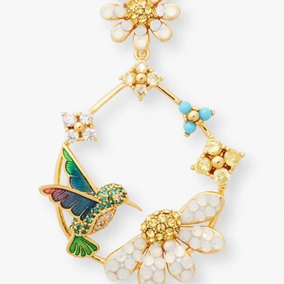 Kate Spade dazzling daisy hummingbird statement hoops - Picture 4 of 8